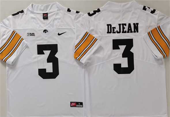 Men%27s Iowa Hawkeyes #3 Cooper DeJean White Stitched Jersey